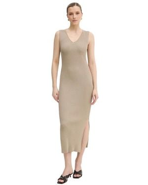ARMANI EXCHANGE Langes Kleid Aus Lochstrick Mit V-Ausschnitt - Natur