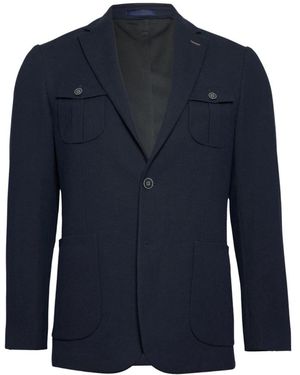 R2 Amsterdam Ribcord Jersey Jacke - Blau