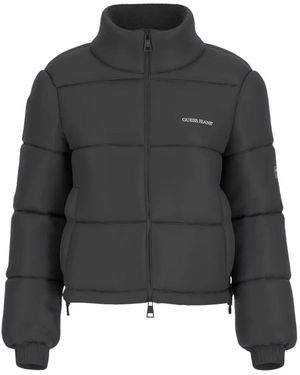 Guess Jassen ,Zwart ,Zwarte Gewatteerde Pufferjas Voor Vrouwen - Grijs