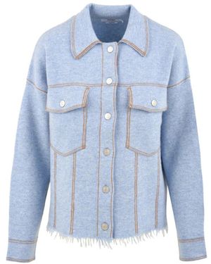 Not Shy Levo Boxy Cashmere Jas - Blauw