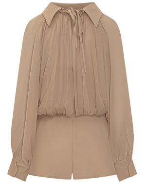 Marni Creponne Playsuit Mit Raffungen - Natur