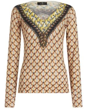 Etro Long Sleeve T-Shirts - Brown