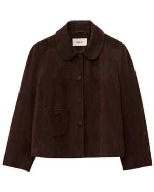 Ba&sh Jassen ,Bruin ,Leer Gestructureerd Licht Jasje