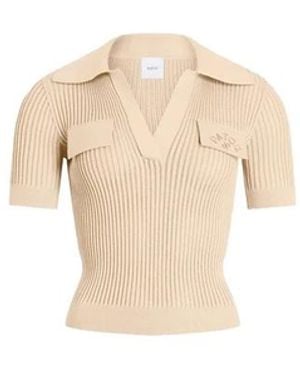 Patou Tops ,Katoen Geborduurde Gebreide Katoenen Polo Shirt - Naturel