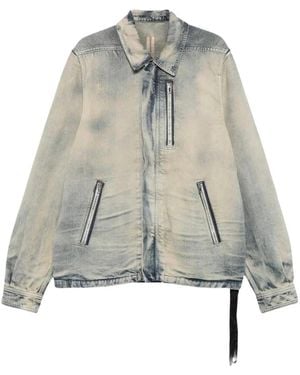 Rick Owens Jassen ,Blauw ,Denim Jack Met Verborgen Ritssluiting - Grijs