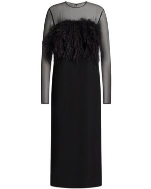 Alberta Ferretti Enver Satin Lange Jurk - Zwart