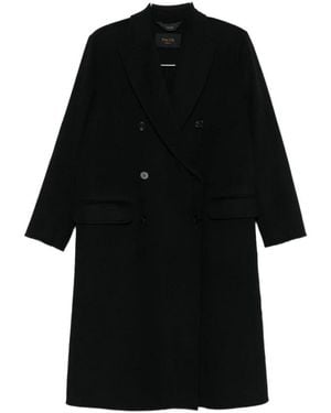 Paltò Zwarte Wol Double-Breasted Jas