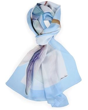 Marc Cain Accessoires ,Blauw ,Seidenschal Mit Lilienprint