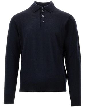 Emporio Armani Feinstrick-Polo-Pullover - Blau