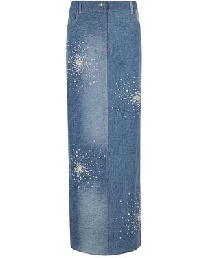 Des Phemmes Rokken ,Blauw ,Denim Geborduurde Denim Midi Rok