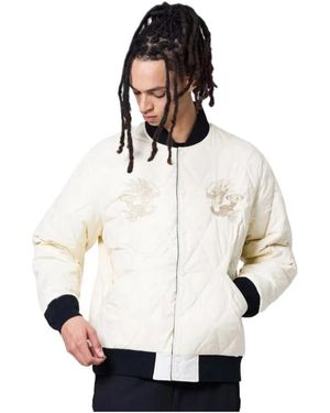 Taion Jassen ,Blauw ,Katoen Japan Special Reversible Varsity Sukajan Donsjack - Wit