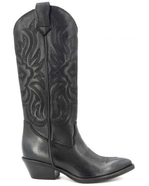 GISÉL MOIRÉ Cowboy Boots - Zwart