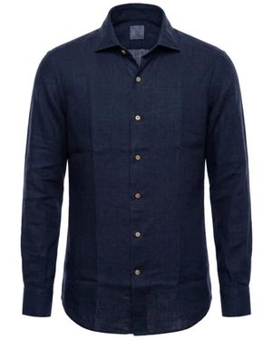 Mazzarelli Linnen Slim Fit Overhemd - Blauw