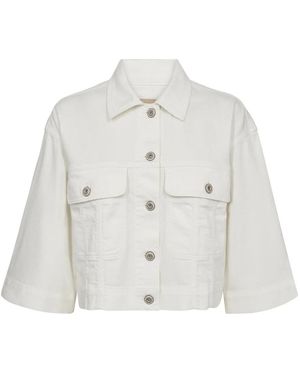 Mos Mosh Witte Denim Jack Met Geknipte Lengte