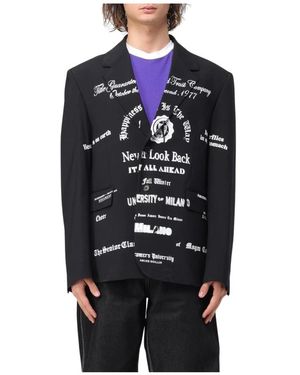 MSGM Schwarzer Text Blazer - Blau
