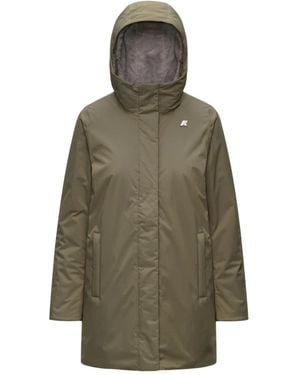 K-Way Jassen ,Groen ,Polyester Sophie Twill Soft Beaver Jas