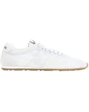 Miu Miu Plume Mesh Stof Sneakers - Wit