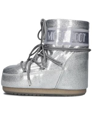 Moon Boot Glitzernde Niedrige Schneestiefel - Grau