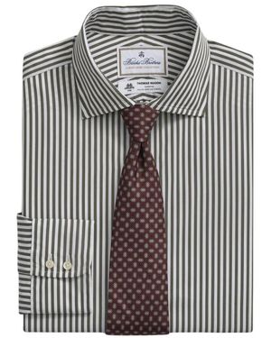 Brooks Brothers Striped Regular Fit Thomas Mason Dress Shirt With English Spread Collar - Grey
