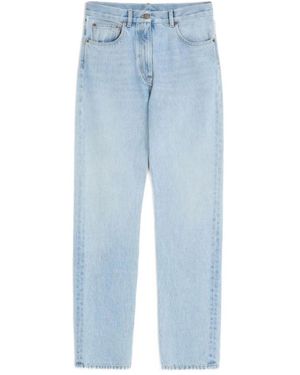 Valentino Klare Blaue Jeans Knopfleiste Logo-Patch