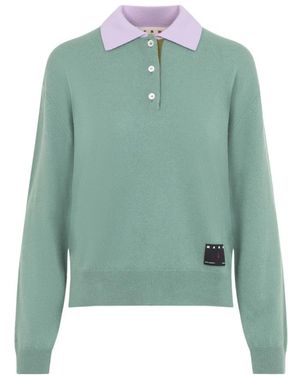 Marni Truien & Vesten ,Groen ,Kasjmier Sweater Polo Neck