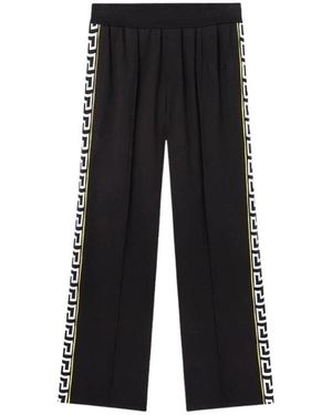Versace Broeken ,Zwart ,Griekse Sleutel Joggers Met Lage Taille En Rechte Pijpen