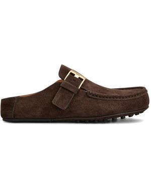 Tod's Schoenen ,Bruin ,Suède Mule Loafers Van Suède