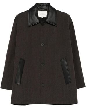 Studio Nicholson Jassen ,Bruin ,Leer Leather Outerwear - Zwart