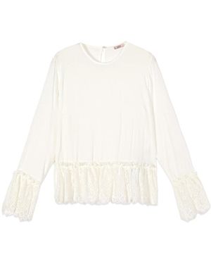 Oltre Viscose Blouse Met Kantdetails - Wit