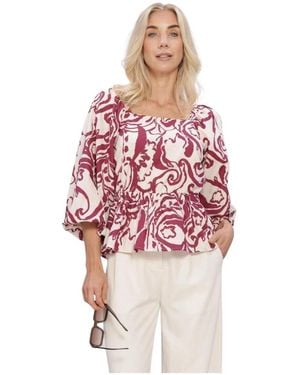 Y.A.S Overhemden ,Rood ,Denim Blouses Yasfleur 3/4 Top S - Roze
