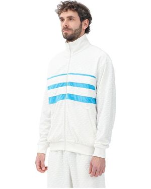 adidas Originals Monogram Weißer Reißverschluss Pullover - Blau