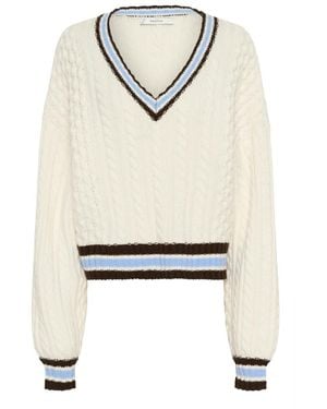 Gestuz Gestreepte Kabeltrui Pullover - Wit