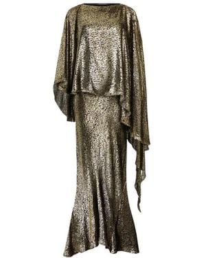 Roberto Cavalli Asymmetrisches Goldlamé-Kleid - Grün