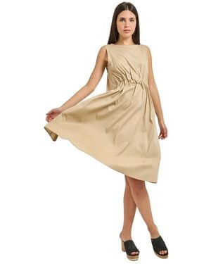 iBlues Midi-Kleid Aus Stretch-Baumwoll-Popeline - Natur