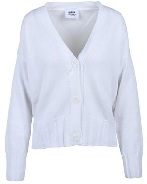 Alpha Studio V-Ausschnitt-Cardigan - Blau