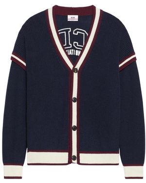 Gcds Truien & Vesten ,Blauw ,Wol Gebreide Cardigan Met Streepdetails