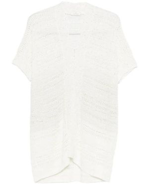 Panicale Kurzärmliger, Offen Gestrickter Cardigan - Weiß