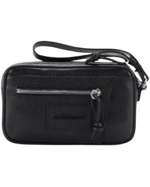 Emporio Armani Leder-Clutch - Schwarz