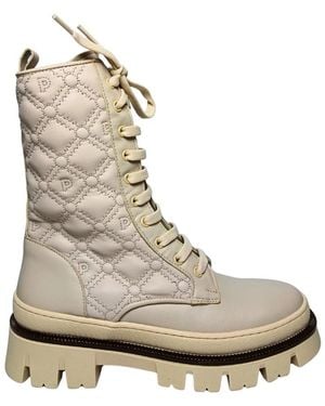Pollini Lace-Up Boots - Natural