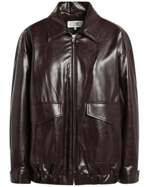 MM6 by Maison Martin Margiela Paarse Viscoe-Rayon Jas - Zwart
