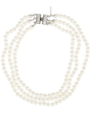 Alessandra Rich Perlenhalskette Multifilament Messingschmuck - Weiß