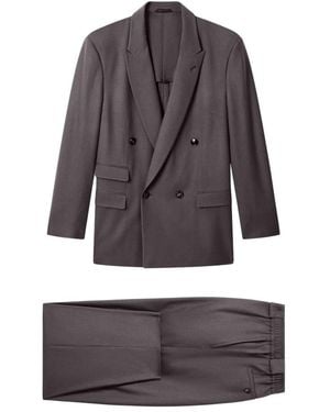 Giorgio Armani Kostuums ,Grijs ,Wol Oversized Fluid Scheerwollen Pak