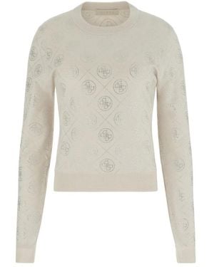 Guess 4G Rhinestones Sweater - Wit