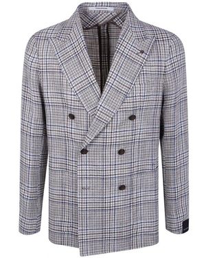 Tagliatore Dubbelrijige Prince Of Wales Check Blazer - Grijs