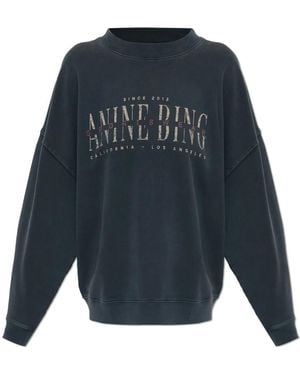Anine Bing Hoodies & Sweatvesten ,Zwart ,Katoen Miles Sweatshirt - Blauw
