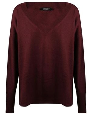 Aragona Long Sleeve Over V Neck Sweater - Lila