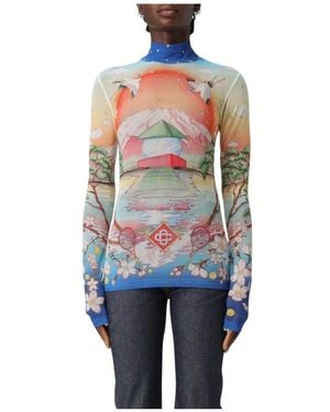 CASABLANCA Long Sleeve T-Shirts - Blue