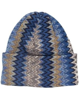 Missoni Accessoires ,Veelkleurig ,Wol Zigzag Wol Blend Muts - Blauw