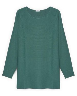 FIORELLA RUBINO Gerippter Pullover Mit Kimonoärmeln - Grün