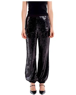 ViCOLO Broeken ,Zwart ,Pailletten Sequin Jogger Pants